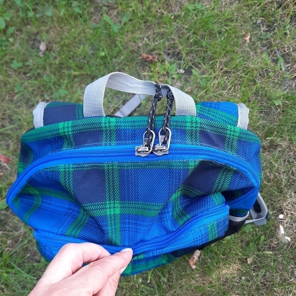 🛍 Columbia Beacon Daypack Backpack 2 water bottle pockets blue green plaid - Picture 5 of 14